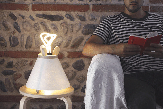Lavu lamp inspired by Lavvu tent used by the Sami People of Northern Scandinavia
