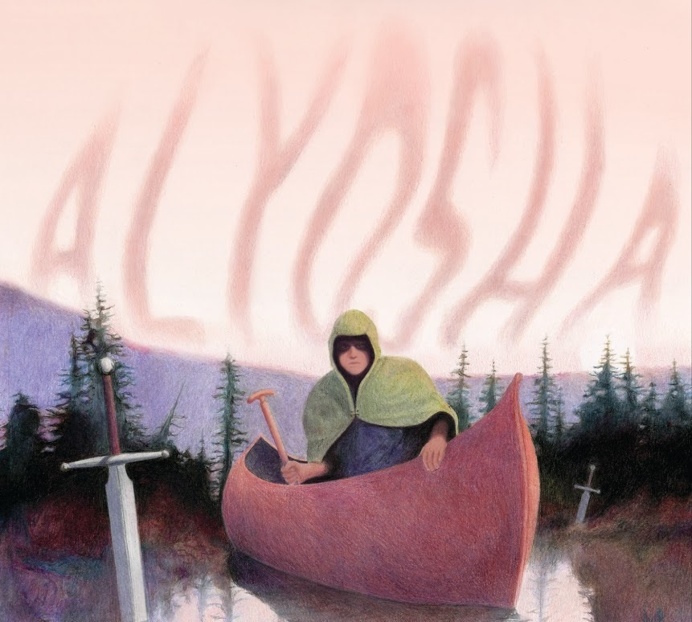 Album Cover, canoe, sword, drawing, cloak