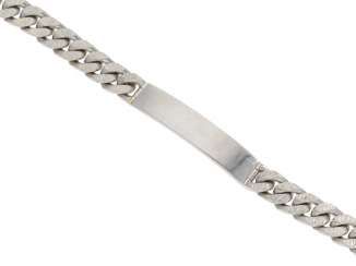 Bracelet: heavy vintage curb bracelet with name plate, wrought gold in 18K white gold