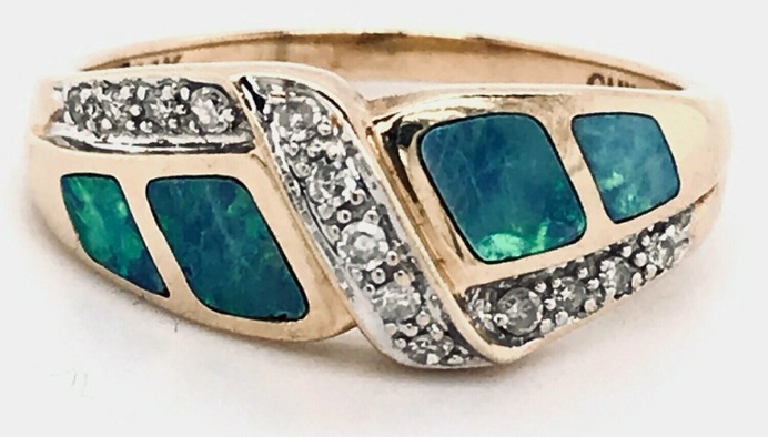 Black Opal and Diamond Ring