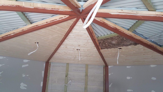 Yurt interior ceiling.