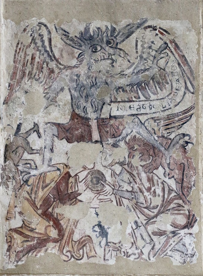 Medieval wall painting, St Michael and St Mary, Melbourne, Derbyshire - Titivillus - Wikipedia