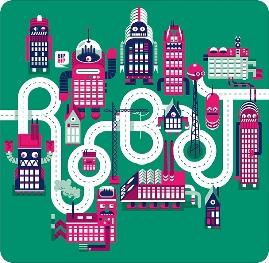 Cities, Roads & Factories on the Behance Network #cute #illustration #color #map