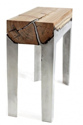 Wood Stools Cast in Aluminum | WANKEN - The Art & Design blog of Shelby White #wood #furniture #aluminum #stool