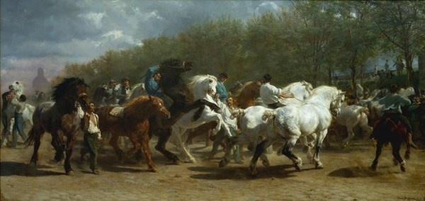 Rosa Bonheur and hers painting "La foire du cheval" #oil #painting #paintings
