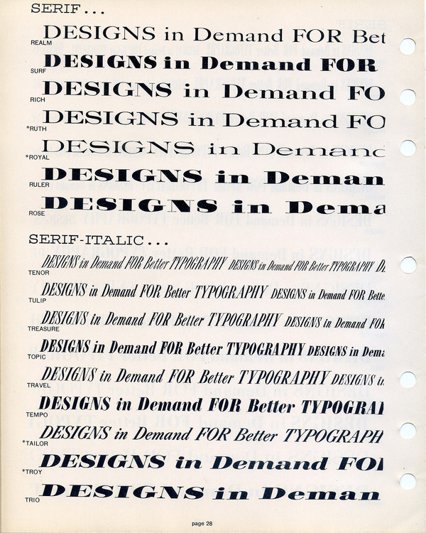 Filmotype modern serif alphabets are shown in this type specimen. #type #specimen #typography