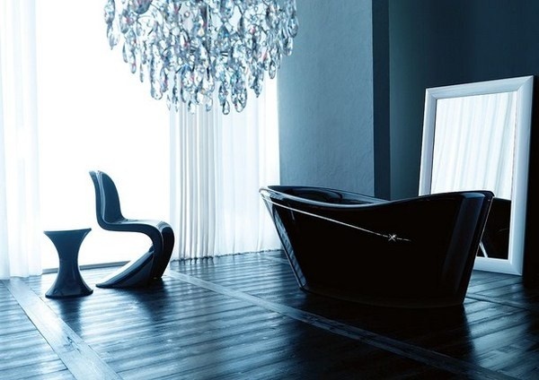 Modern black art bathtub with Swarovski crystals #artistic #bathroom #furniture #art #bathtub