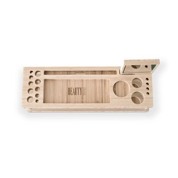 This bamboo organizer is your makeup and tablet's new home. #design #makeup #tablet #product #organizer #industrial