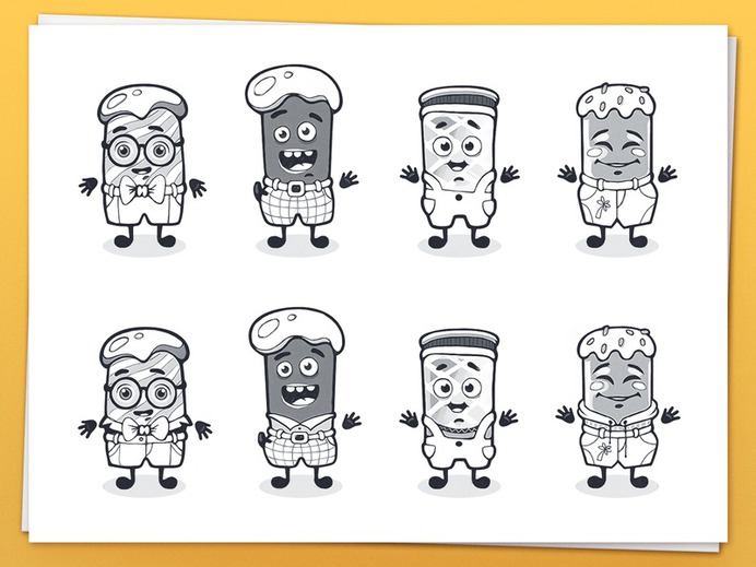 Ice Cream Characters mobile game product design mobile application game design sketches casual cartoon character identity illustrations children character cute kids illustration work in process mascot sketches ice cream character design cartoon app branding identity