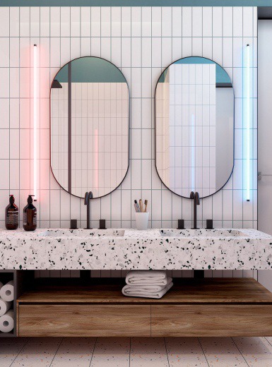 Bath for kids Interior - Mindsparkle Mag This beautiful project of interior design is owned by Ekaterina Skornyakova. She has been working in the field of interior design for about 4 years now. Her goal is to help people live comfortably in their homes. #logo #packaging #identity #branding #design #color #photography #graphic #design #gallery #blog #project #mindsparkle #mag #beautiful #portfolio #designer