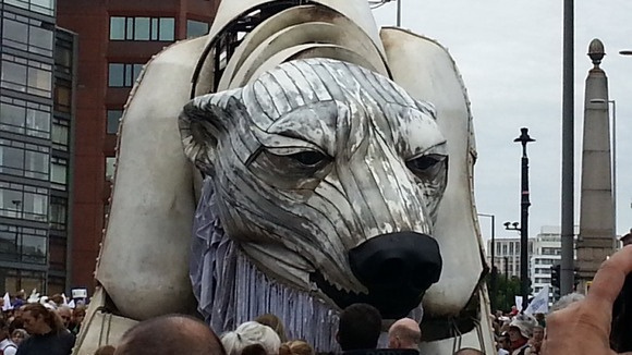 The Giant Polar Bear Puppet – A Performance Protest for Greenpeace | Hi Fructose Magazine #polar #sculpture #public #puppet #art #bear