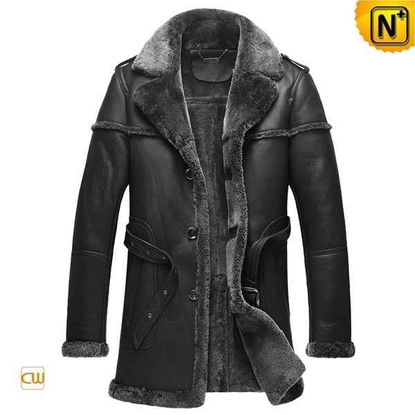 Black Sheepskin Shearling Coats for Men CW878578 #sheepskin #shearling #coats
