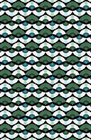 "Green Vintage" #Japanese #pattern #design #decor #home #curtains #pillows #fans