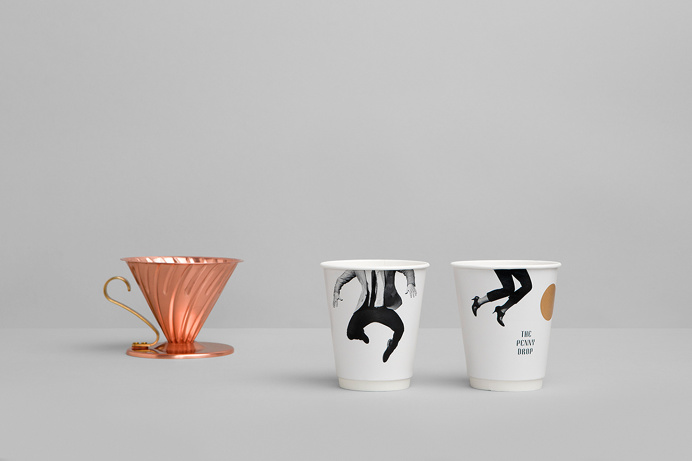 the penny drop cafe by pop and pac melbourne australia beautiful interior design branding logotype copper wood graphic modern coffee inspira
