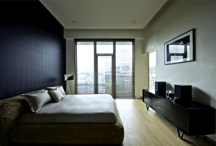 Sophisticated Indian Apartment with Woven Staircase bedroom 1 #interior #bedroom #design