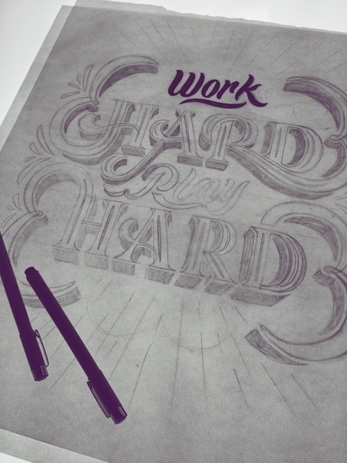 Work Hard, Play Hard Mural by Scott Biersack #typography #type #lettering #hand lettering #hand drawn type