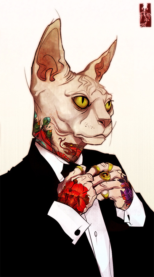 Art by Zarnala #zarnaia #tattooed #cat