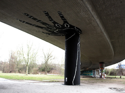Dome #mural #overpass #black #art #street #bridge #hand