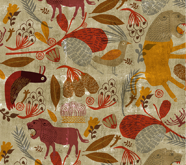 pattern_all pattern copy_700_800 #pattern #lion #bird #illustration #animals #jungle