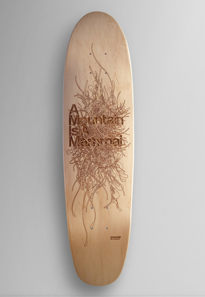 A Mountain is a Mammal - Andrew Johnson #skateboard #wood #drawing #etching