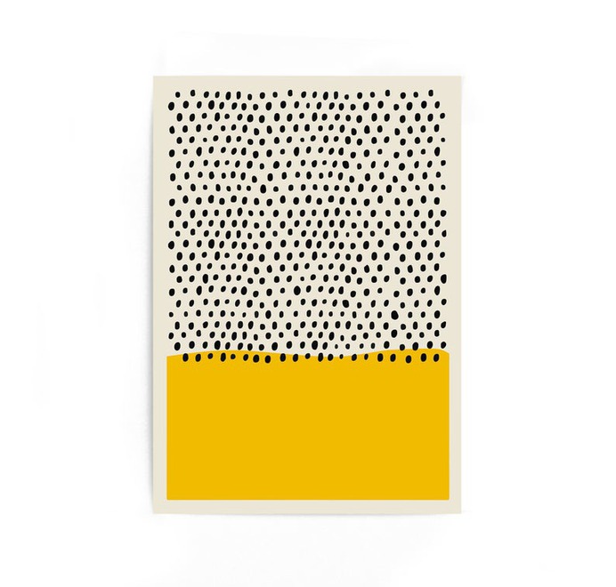 Mid Century Modern Abstract Wall Art Print Yellow And Black image 0
