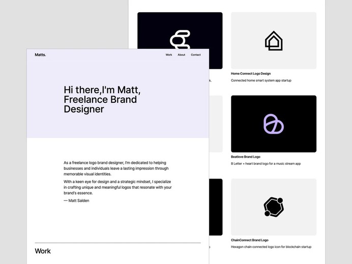 Matts Freelancer Carrd One Page Portfolio Template #webdesign #portfolio #design #website #carrd
