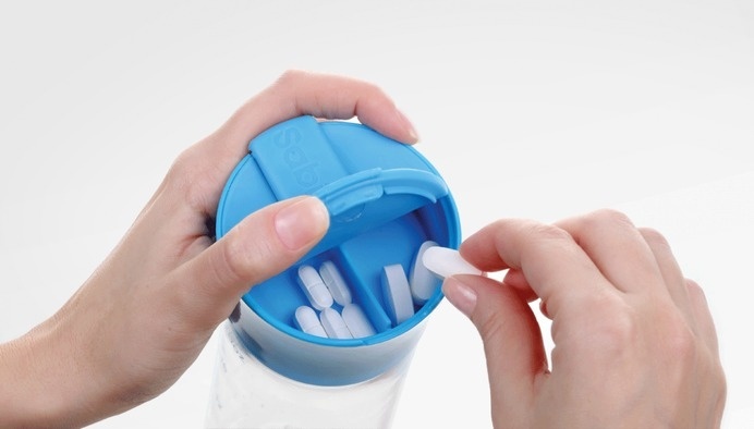 Keep pills organized and together with the water source. #modern #lifestyle #design #product #industrial #style