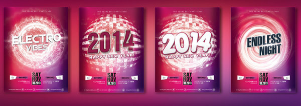 4IN1 Flyer Templates #happy #year #party #flyer #christmas #devianart #graphicriver #new