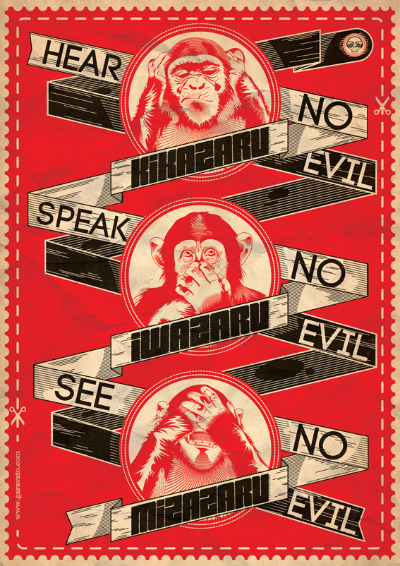 3 Wise Monkeys x garavato on Behance #garavato #wise #3 #poster #monkeys