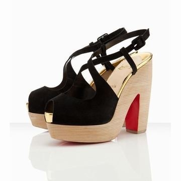 Black Christian Louboutin Rozeppa 140mm Suede Sandals Red Sole Shoes #fashion