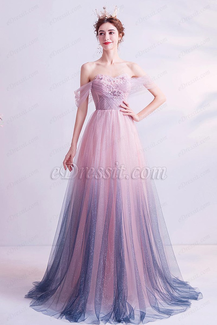 eDressit Shiny Gradient Off Shoulder Long Tulle Party Formal Gown (36224701)
