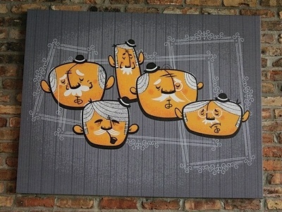 Dribbble - The Bowler Bros by Chris Sandlin #sockmonkee #mural #illustrations #heads