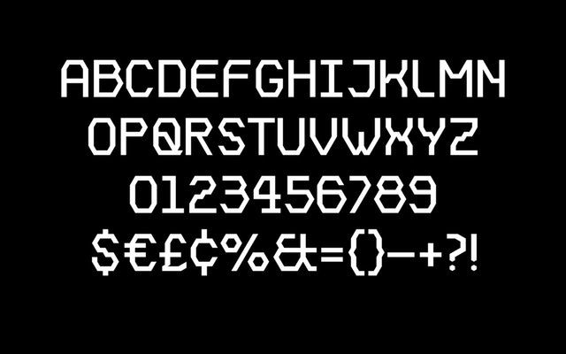 Hex Grid, the custom typeface with letterforms based on hexagonal shapes.