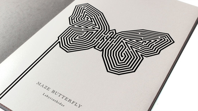 Fedrigoni Metallic Papers | Thomas Manss & Company #maze #design #graphic #book #butterfly #samples #illustration #layout #paper #metallic #foil #typography