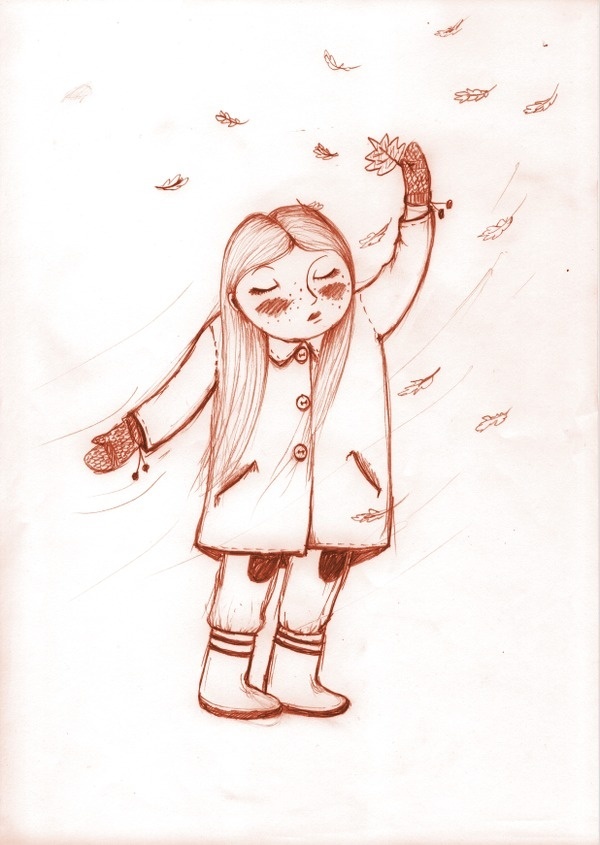 fall #autumn #illustration #drawing #girl