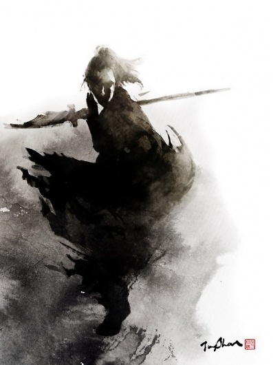 Looks like good Illustrations by Rola Chang #fight #warrior #japan #painting
