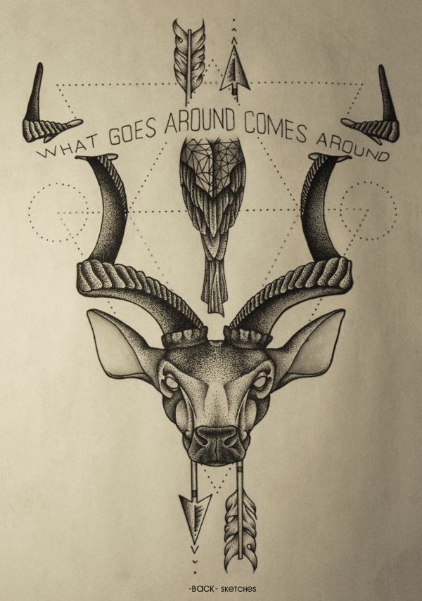 WGACA #deer #ba #bird #dots #ck #triangle #horn #arrow
