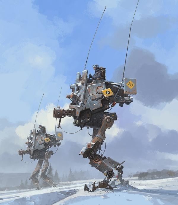 Concept Art by Ian McQue #robot #fi #snow #sci #droid #concept #art #mech #walker #winter