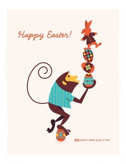 Blog | Duct Tape and Glitter #egg #easter #monkey #illustration #mid #century #modernism #rabbit
