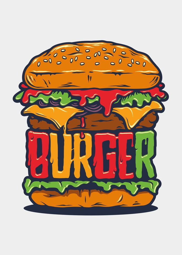 "Burger" Poster Print on metal by Sam Kal