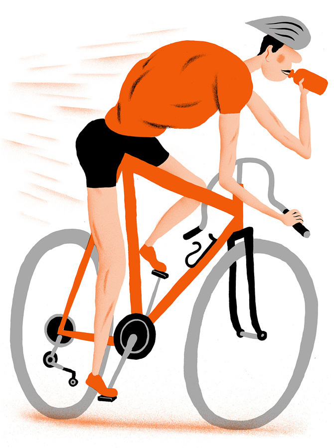 Hiut Denim Yearbook 2013 - www.bjornlie.com #orange #illustratio #bike #bjornlie