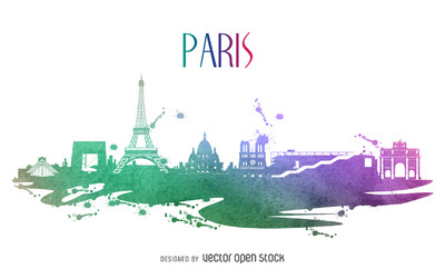 Paris watercolor skyline silhouette http://bit.ly/29BWnyd