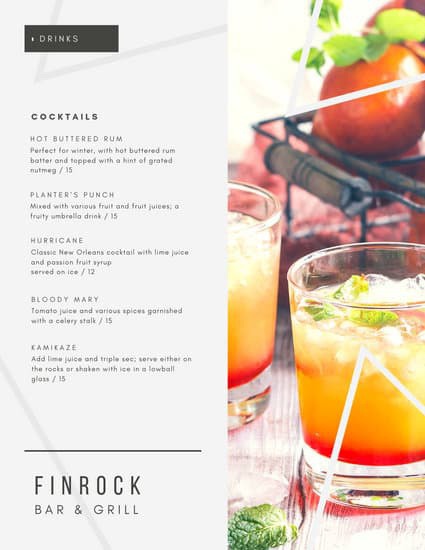 White & Charcoal Modern Triangles Drink Menu