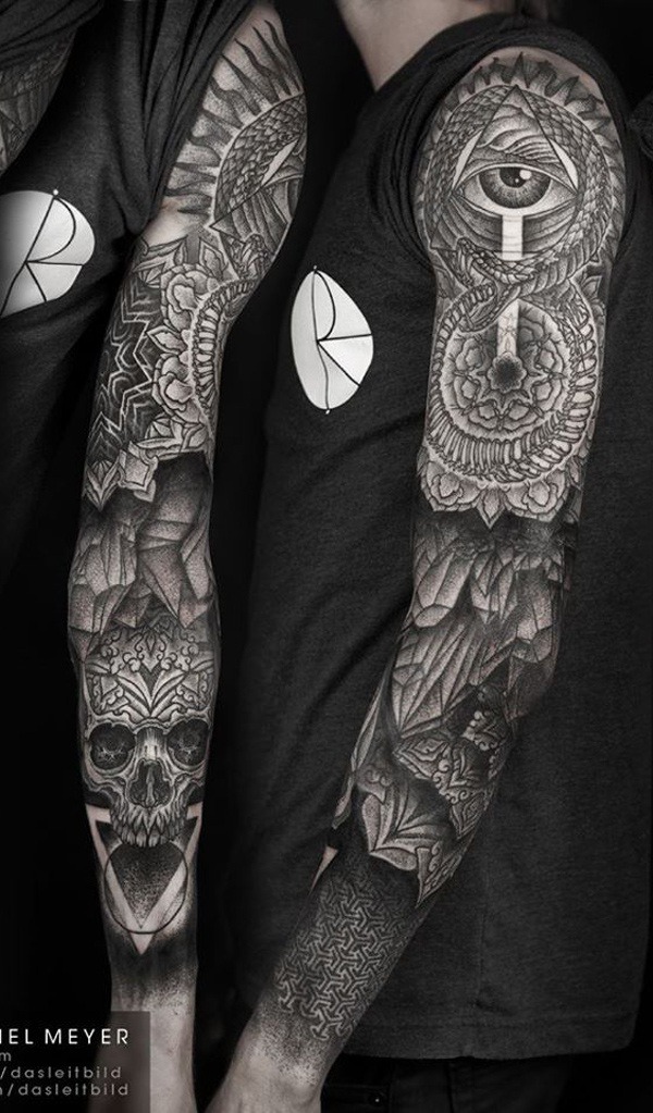 sleeve tattoo, mandala tattoo, skull tattoo, tattoos, and mandala image  inspiration on Designspiration