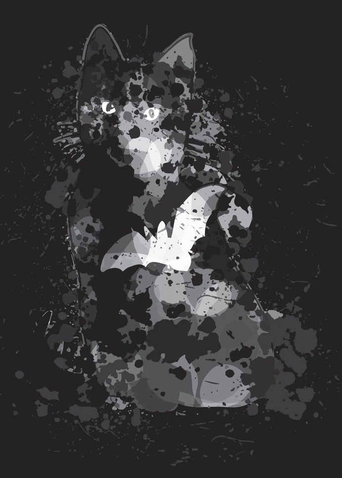 "Black Cat" Poster Print on metal by Sam Kal
