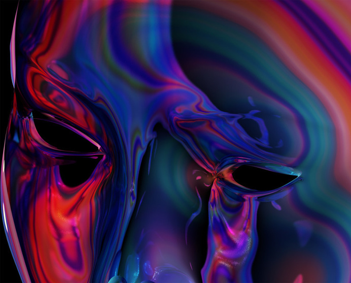 Artwork by Quentin Deronzier #face #colors #3D #glass #transparent #girl #eyes #artwork