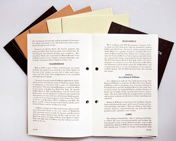 Ace Hotel / Press Kit / The Official Manufacturing Company #binding #paper
