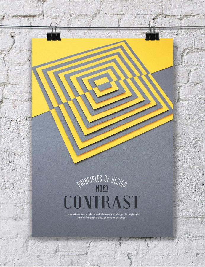 paper art posters principios del diseño, el contraste