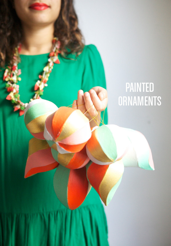 Easy Painted Ornaments | Oh Happy Day #mache #christmas #painting #paper #decoration