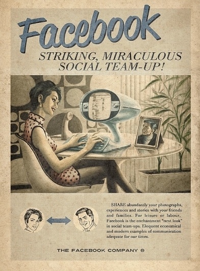 Retro Future Ads For Facebook, YouTube & Skype #facebook #illustration #retro